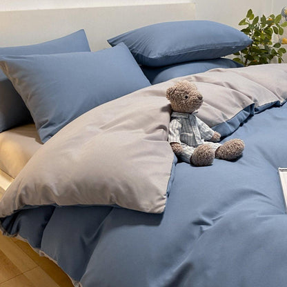 Jogo de cama nórdico azul com cinza reversível na cama - Vittara Decor