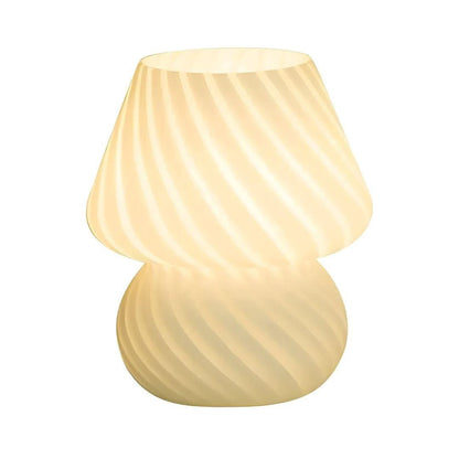 Luminária cogumelo branca estilo murano acesa em fundo branco - Vittara Decor
