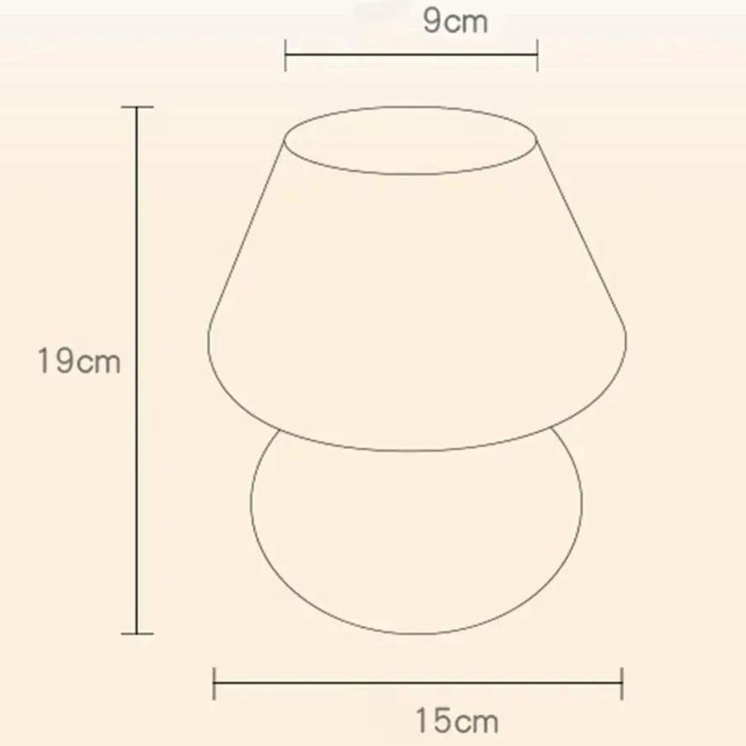 Dimensões da luminária cogumelo 19 cm de altura e 15 cm de base - Vittara Decor