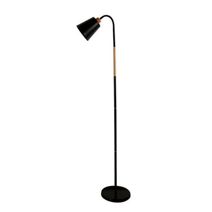 Luminária de chão articulada preta com base redonda em fundo branco - Vittara Decor