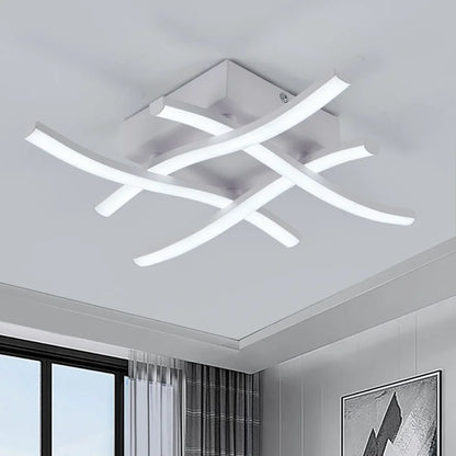 Luminária de Teto LED Curva branca vista de perto no teto do quarto - Vittara Decor