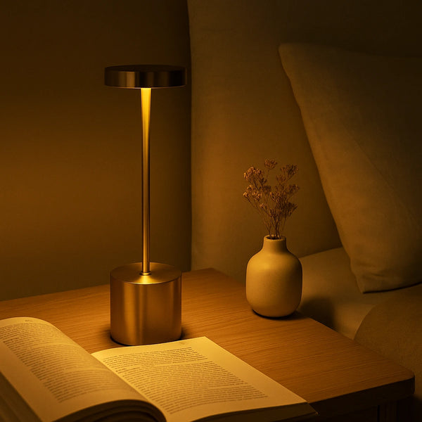 Luminária de mesa LED recarregável sem fio na cabeceira com luz quente aconchegante - Vittara Decor