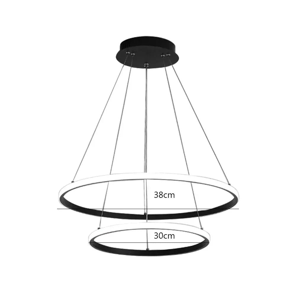 Medidas do lustre pendente circular duplo, aneis de 38 cm e 30 cm - Vittara Decor