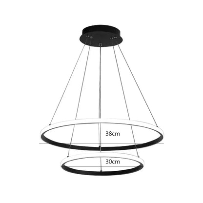 Medidas do lustre pendente circular duplo, aneis de 38 cm e 30 cm - Vittara Decor