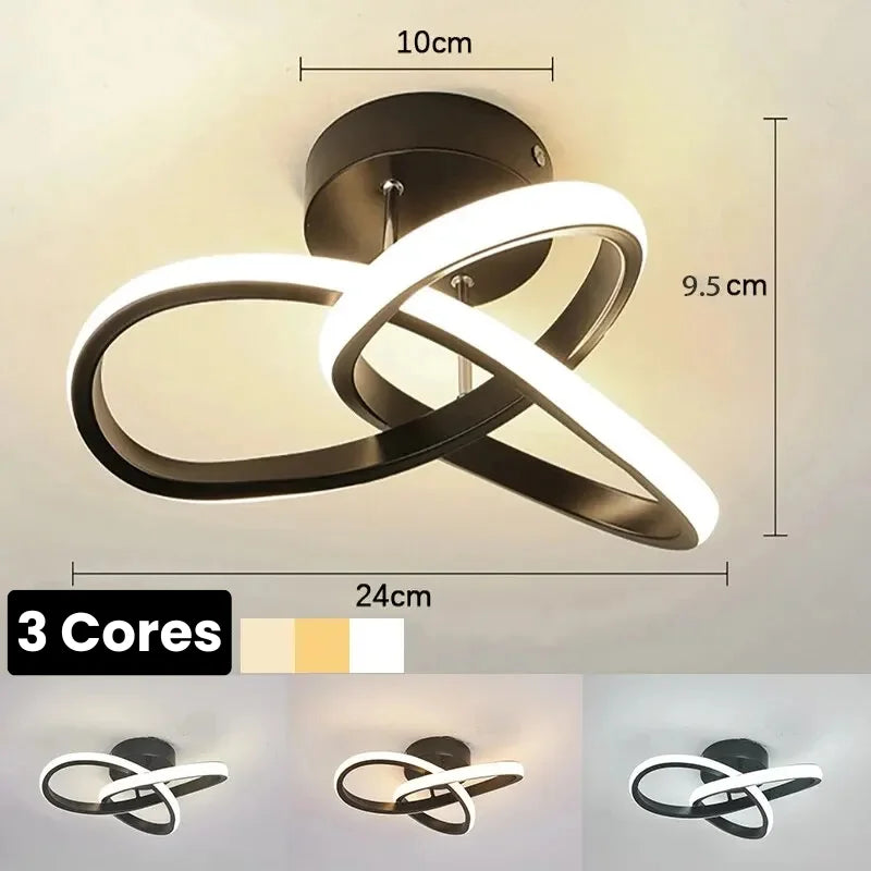 Luminária de Teto LED 3 Cores preta com medidas 24 cm e as 3 temperaturas de luz - Vittara Decor