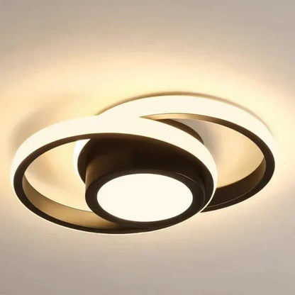 Luminária de Teto LED preta redonda de 3 cores vista de perto no teto - Vittara Decor