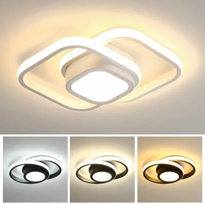 Luminária de Teto LED quadrada branca com as 3 cores de luz amarela, branca e multicolorido - Vittara Decor