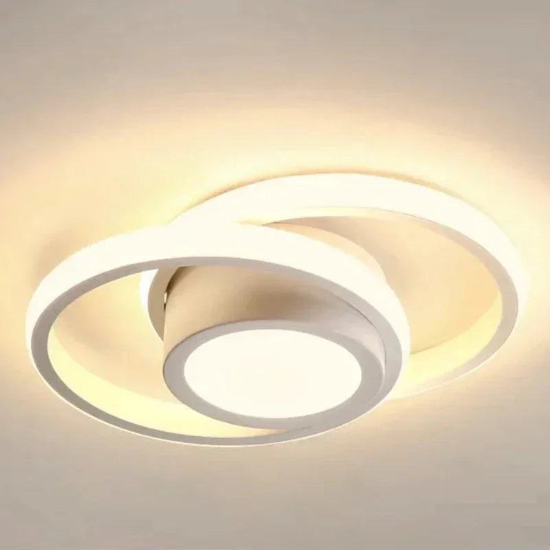 Luminária de Teto LED branca redonda detalhe do anel e do disco de luz - Vittara Decor