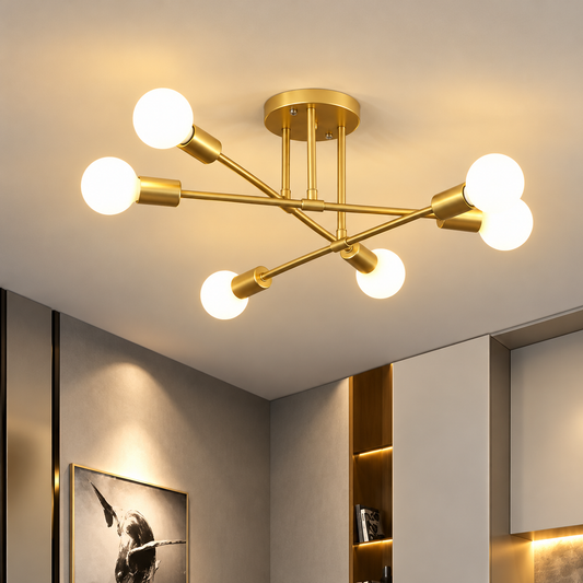 Lustre LED Nórdico 6 Luzes para Sala e Quarto