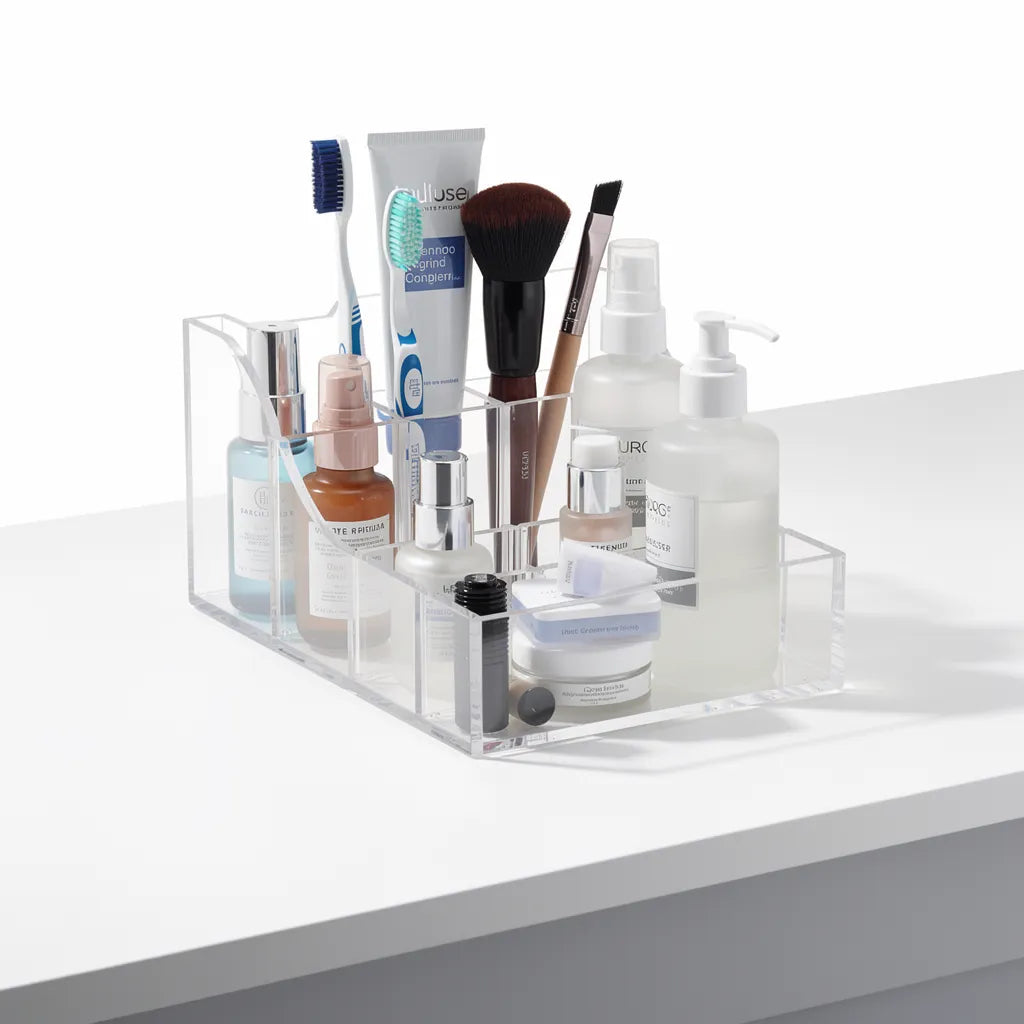 Organizador De Banheiro Acrilico Transparente Bancada Cor Transparente Vittara Decor — Vittara Decor