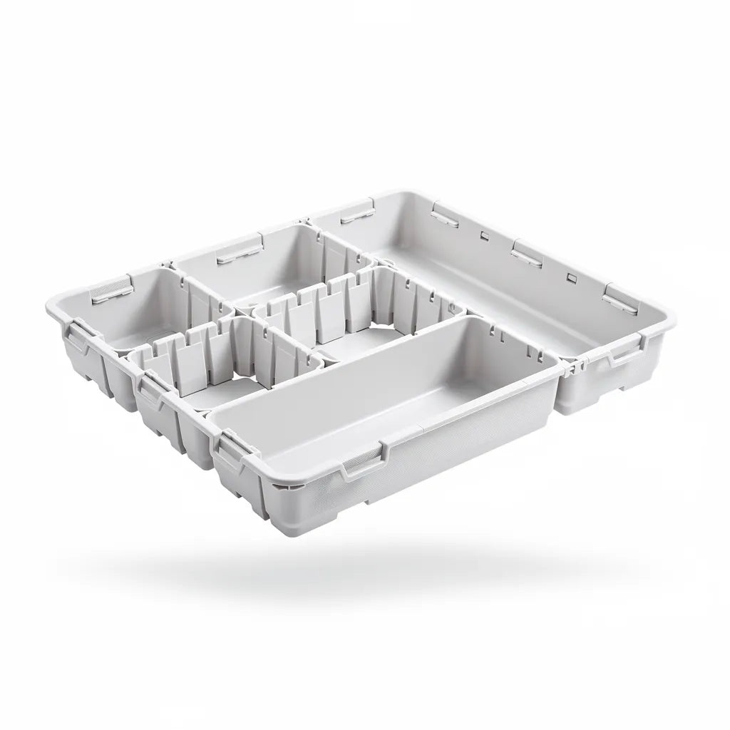 Organizador De Gaveta Cozinha Ajustavel Modular Plastico Fundo Branco Vittara Decor — Vittara Decor