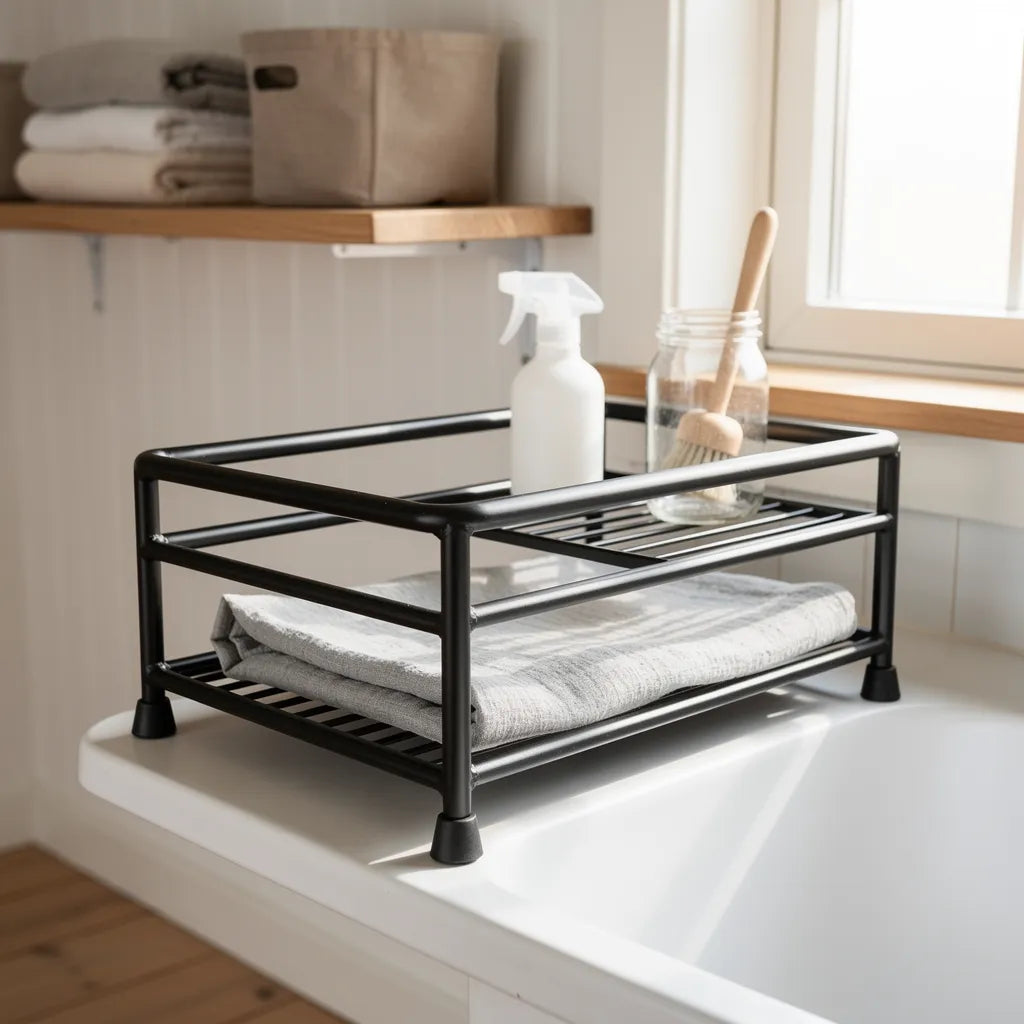 Organizador De Pia De Cozinha Inox Compacto E Funcional Ambiente 04 Vittara Decor — Vittara Decor