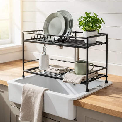 Organizador De Pia De Cozinha Inox Compacto E Funcional Lifestyle Principal Vittara Decor — Vittara Decor