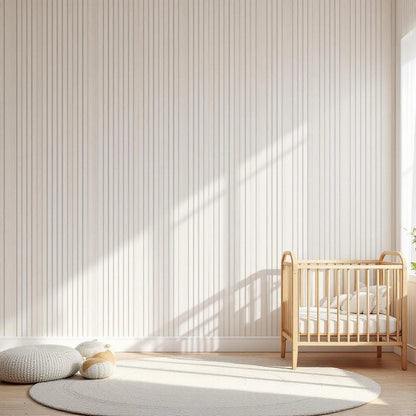 Painel ripado autocolante branco em quarto infantil — Vittara Decor