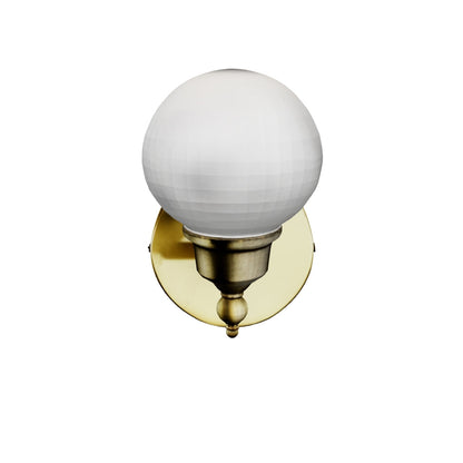 Arandela de parede colonial vintage com globo de vidro branco e acabamento dourado, modelo 3D para girar