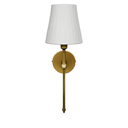 Arandela de parede retrô com cúpula de tecido branca e acabamento dourado, uma unidade, modelo 3D para girar