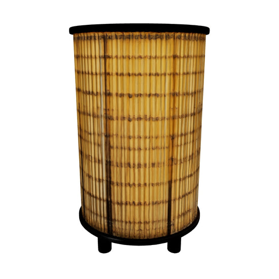 Luminária de mesa cilíndrica em fibra natural trançada, modelo 3D para girar e ver a peça