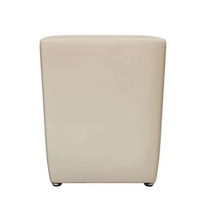 Puff banquinho quadrado em suede bege, modelo 3D para girar e ver em realidade aumentada