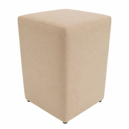 Puff Banquinho Quadrado em Suede para Sala e Quarto cor Bege - Vittara Decor