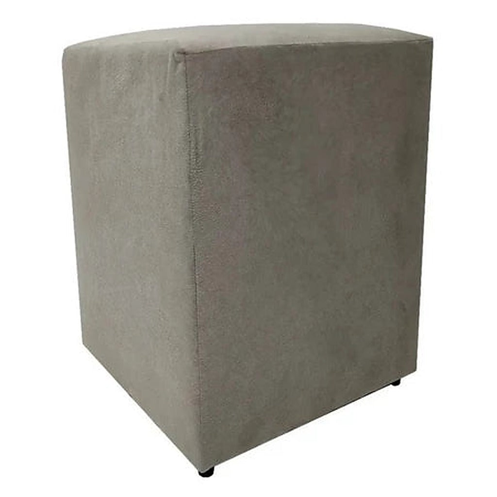 Puff Banquinho Quadrado em Suede para Sala e Quarto cor Cinza - Vittara Decor