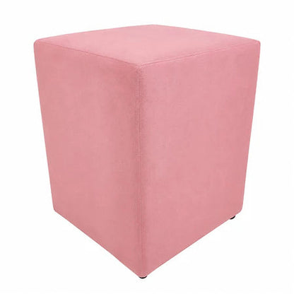 Puff Banquinho Quadrado em Suede para Sala e Quarto cor Rosa - Vittara Decor