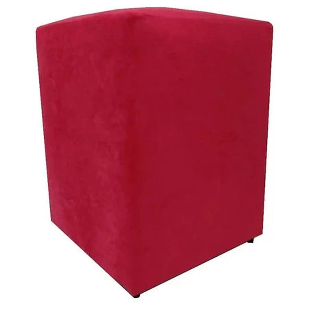 Puff Banquinho Quadrado em Suede para Sala e Quarto cor Vermelho - Vittara Decor
