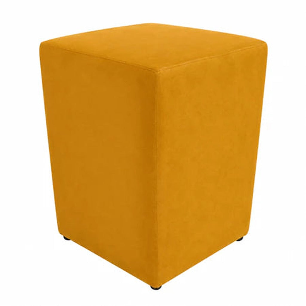 Puff Banquinho Quadrado em Suede para Sala e Quarto cor Mostarda - Vittara Decor