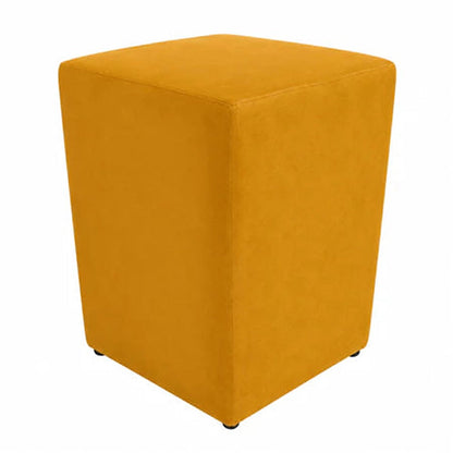 Puff Banquinho Quadrado em Suede para Sala e Quarto cor Mostarda - Vittara Decor