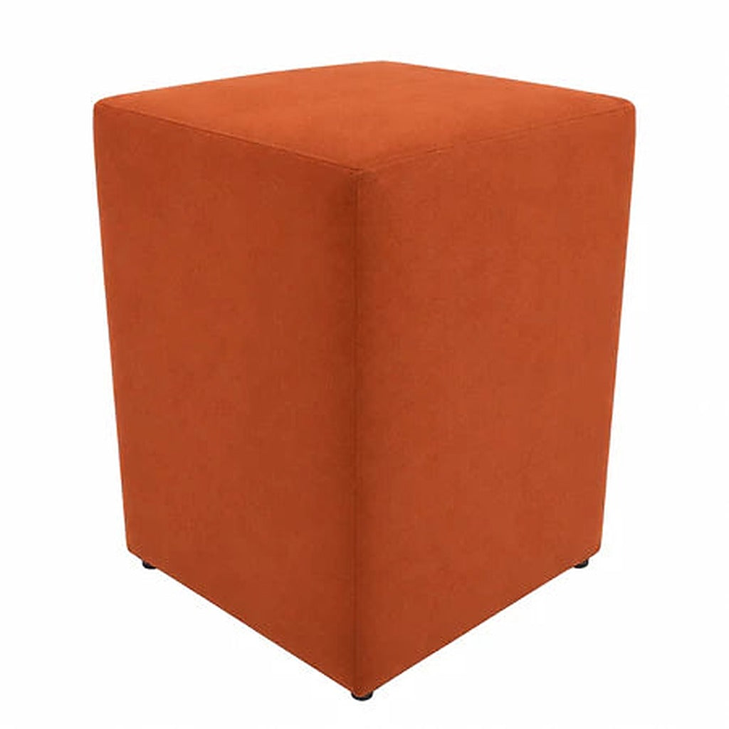 Puff Banquinho Quadrado em Suede para Sala e Quarto cor Coral - Vittara Decor
