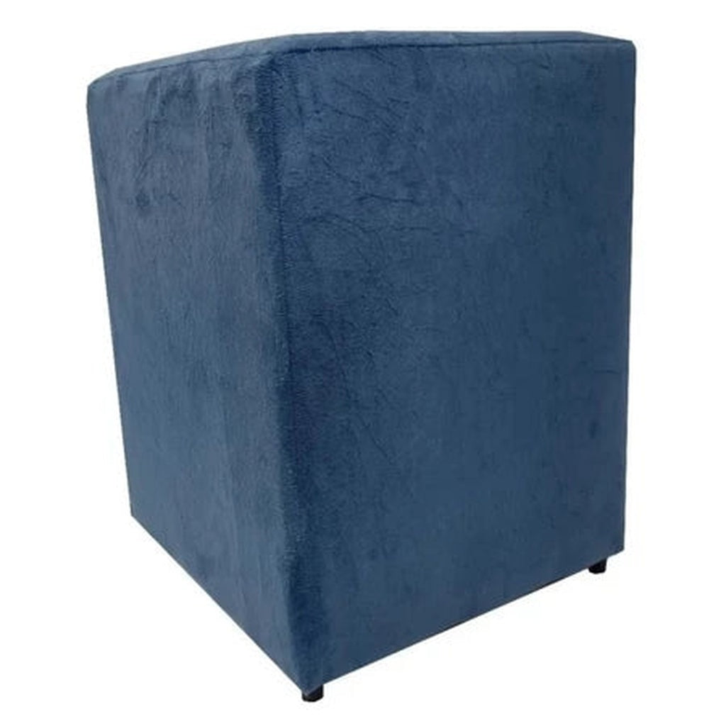 Puff Banquinho Quadrado em Suede para Sala e Quarto cor Azul - Vittara Decor