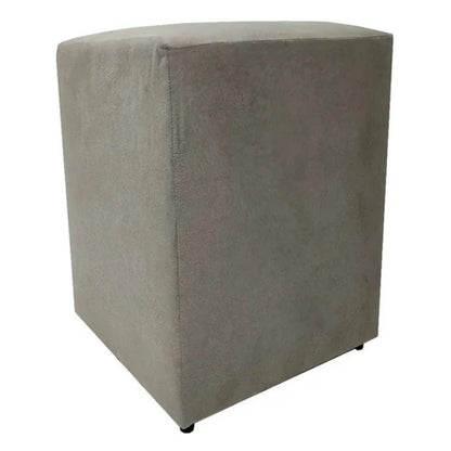 Puff Banquinho Quadrado em Suede para Sala e Quarto cor Cinza - Vittara Decor