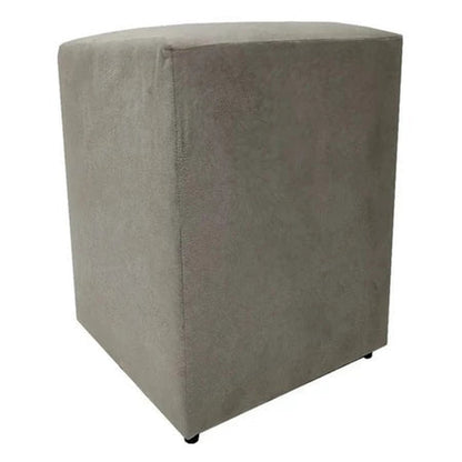 Puff Banquinho Quadrado em Suede para Sala e Quarto cor Cinza - Vittara Decor