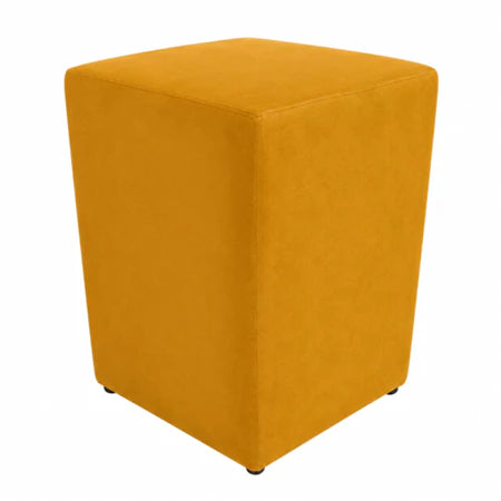 Puff Banquinho Quadrado em Suede para Sala e Quarto cor Mostarda - Vittara Decor