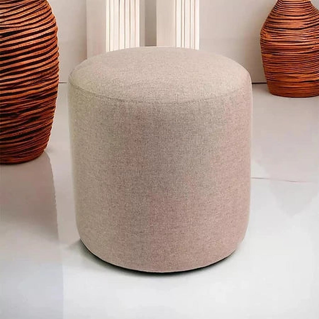 Puff Redondo Suede para Sala e Quarto cor Bege - Vittara Decor