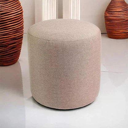 Puff Redondo Suede para Sala e Quarto cor Bege - Vittara Decor