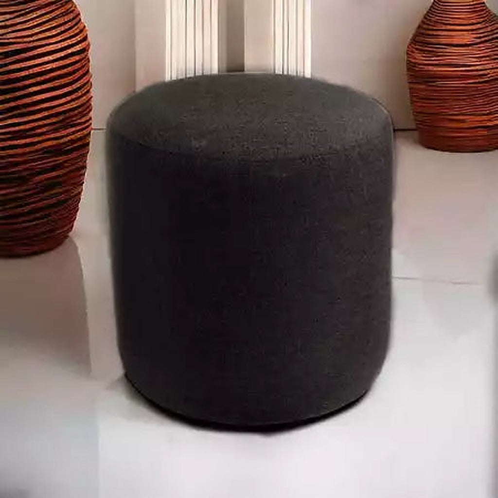 Puff Redondo Suede para Sala e Quarto cor Preto - Vittara Decor