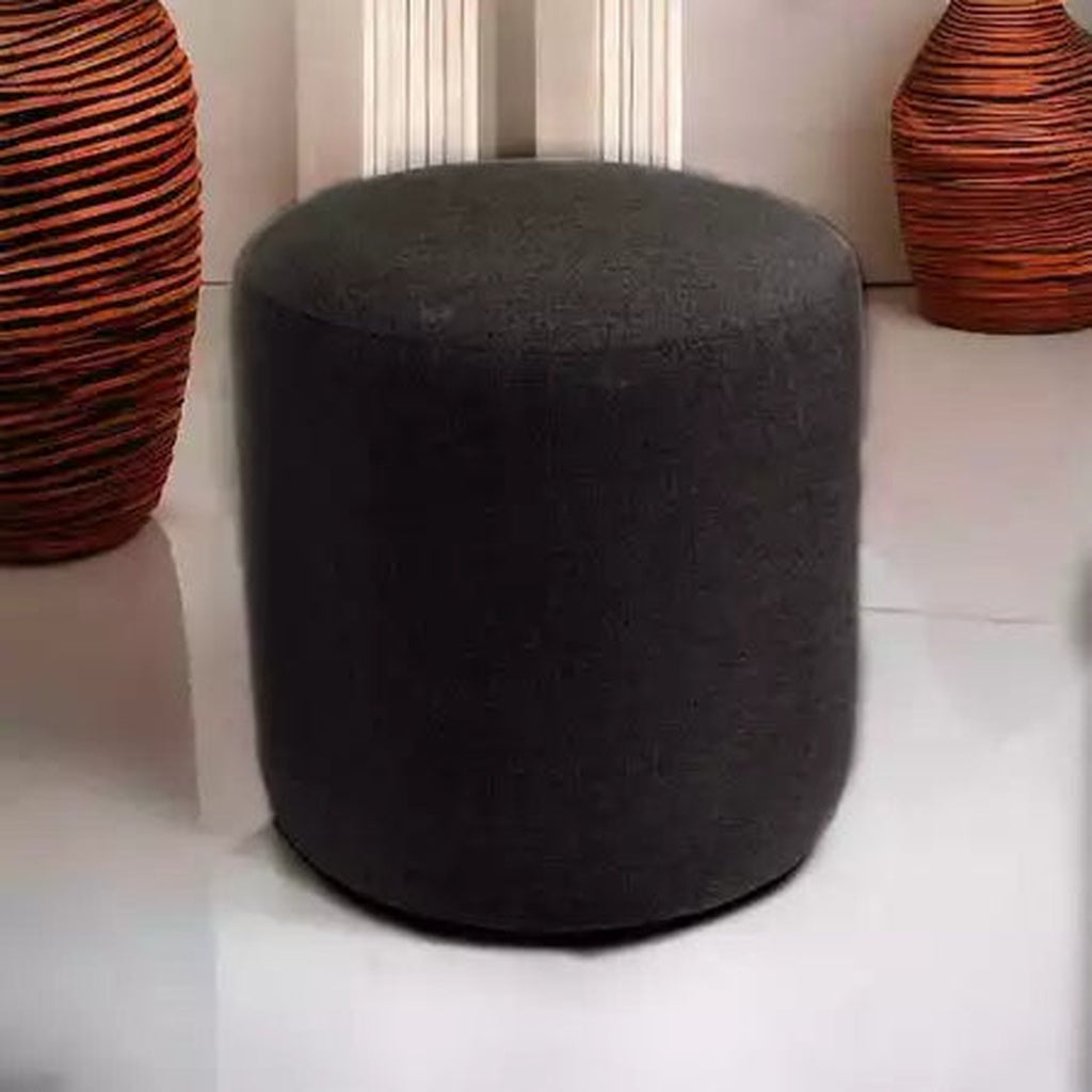 Puff Redondo Suede para Sala e Quarto cor Preto - Vittara Decor