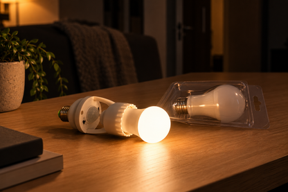 Sensor de presença E27 ao lado de lâmpada LED comum - Vittara Decor