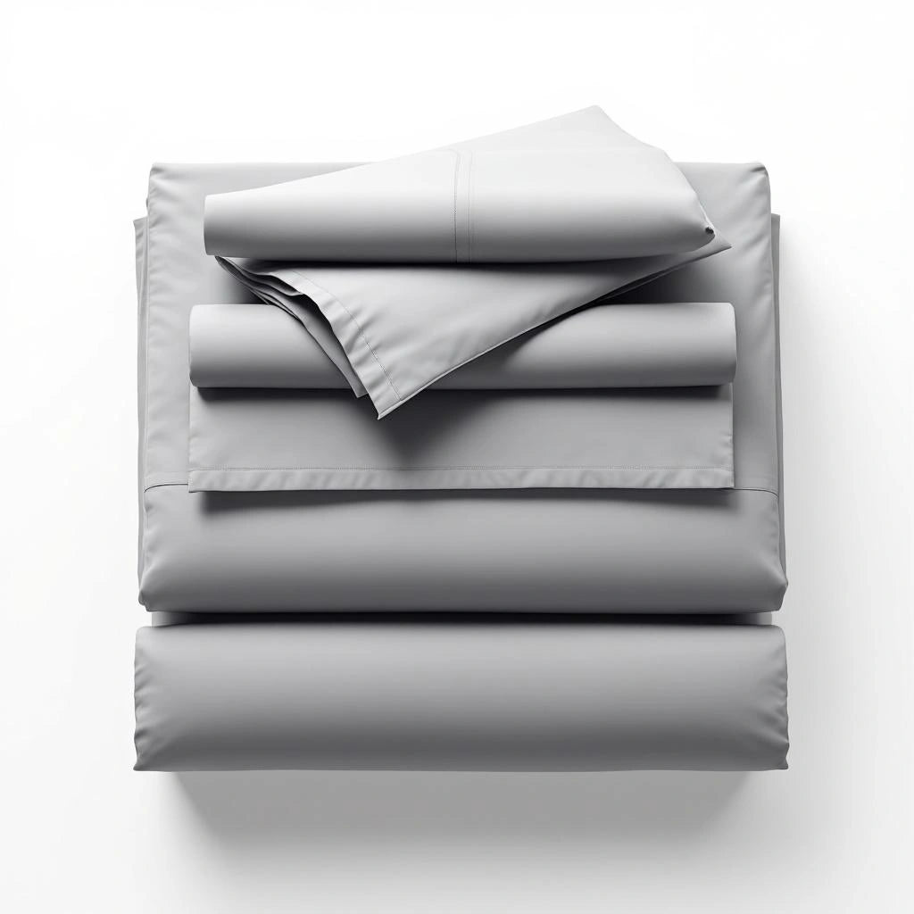 Conjunto de Cama Sleep Luxury kit cinza dobrado fundo branco