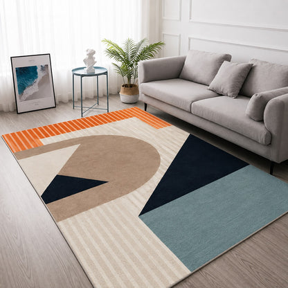 Tapete aveludado estampa Geométrico Colorido em sala minimalista - Vittara Decor